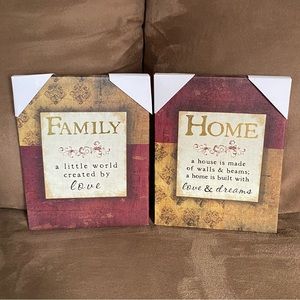 NEW! Canvas Pair of ‘Family’ & ‘Home’ Pictures